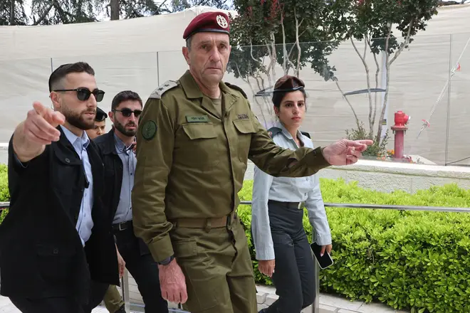 Jerusalem, Israel. 13th May, 2024. Israeli army chief Herzi Halevi (front